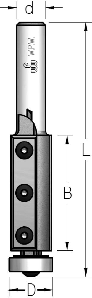 Кромочная Фреза WPW D19 B50 d12, змінні ножі, нижній підшипник (FM19022)