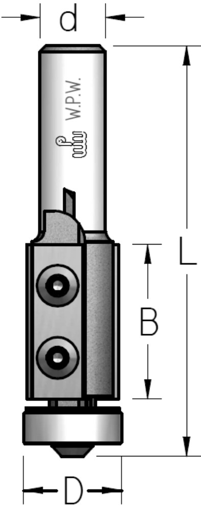 Кромочная Фреза WPW D19 B30 d12, змінні ножі, нижній підшипник (FM19012)
