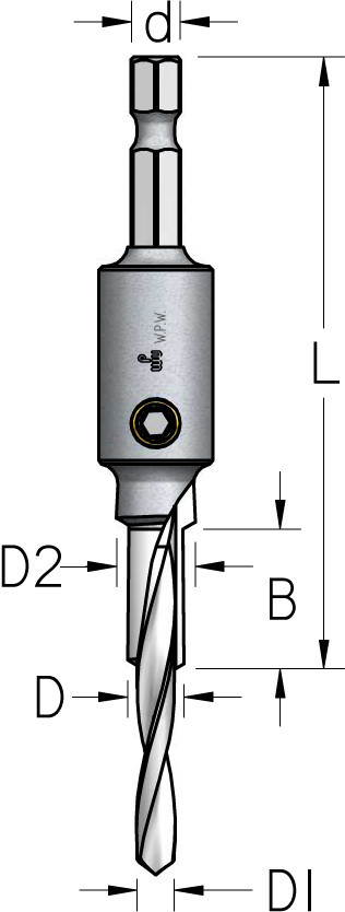 Конфирматное свердло WPW D5,0/7,0/10,0 B19 з шестигранним хвостовиком (ASD0704D)