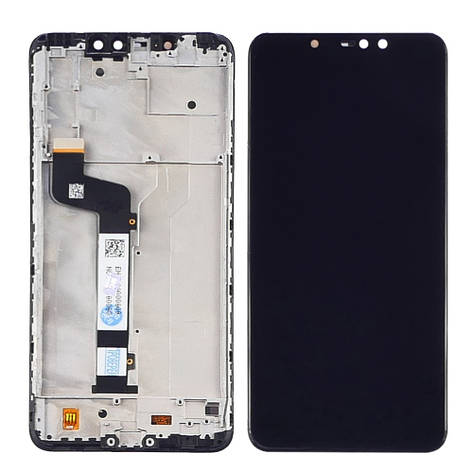 Дисплей (lcd екран) для Xiaomi Redmi Note 6 Pro з чорним тачскрином та корпусною рамкою, фото 2