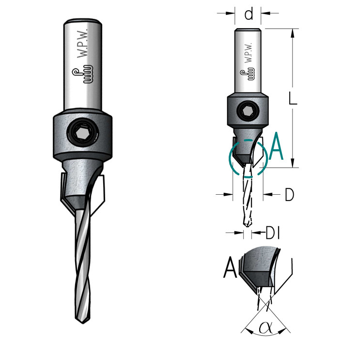 Зенковки WPW D2,4/8,5 зі свердлом з плавною спіраллю HSS (AC02405D), фото 1