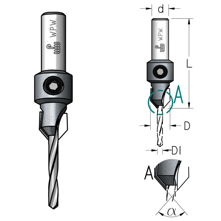 Зенковки WPW D3,2/12,7 зі свердлом з плавною спіраллю HSS (AC03285D)
