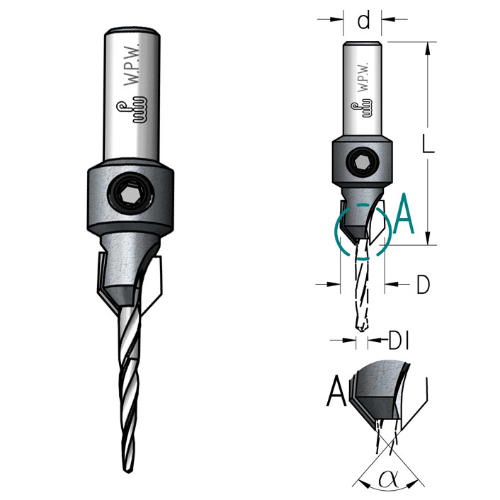 Зенковки WPW D4,0/10,0 з конічним свердлом HSS (AC04005T)