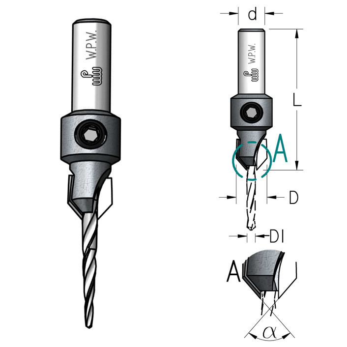 Зенковки WPW D4,4/11,1 з конічним свердлом HSS (AC04405T)