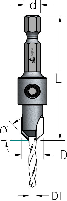 Зенковки WPW D2,5/9,5 зі стандартним свердлом HSS, шестигранний хвостовик (AS02504S), фото 1