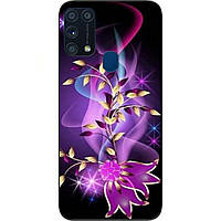 Силіконовий чохол з картинкою для Samsung M31 Galaxy M315F Фіолетові квіти