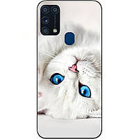Силіконовий чохол для Samsung M31 Galaxy M315F з картинкою Білий кіт