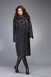 Пуховик жіночий зимовий теплий чорний на ізософті та верблюжій шерсті з капюшоном Marshal Wolf MKMO-83