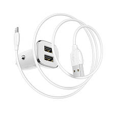 Автомобильное зарядное устройство Borofone BZ12 2 USB 2.4A Micro-USB белое, фото 2