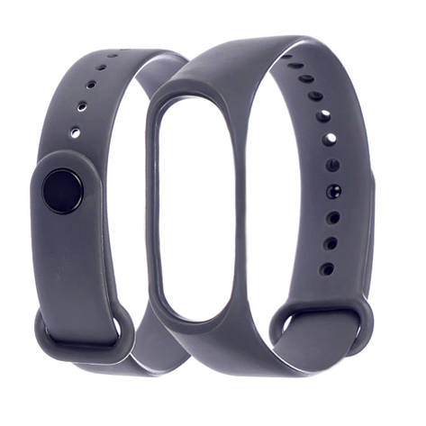 Ремешок силиконовый для Xiaomi Mi Band 3/ 4 тёмно-серый, фото 2