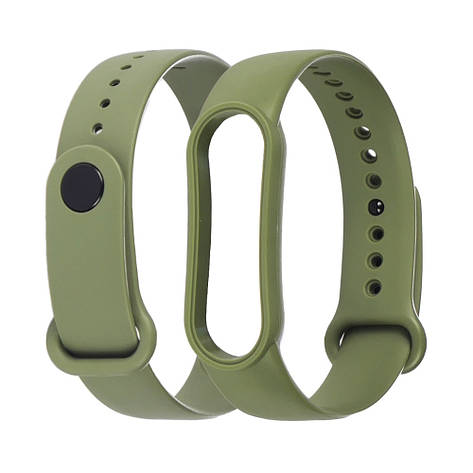 Ремешок силиконовый для Xiaomi Mi Band 5 тёмно-зелёный, фото 2