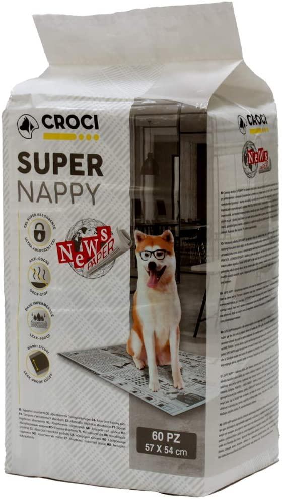 Одноразові пелюшки для собак з газетним принтом 57*54 см Croci Super nappy 60 шт/уп