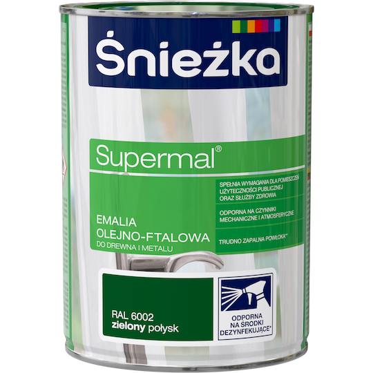 Емаль олійно фталева Sniezka Supermal SUPERMAL ЗЕЛЕНА 0,8л RAL6002
