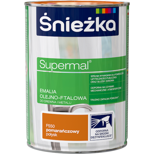 Емаль олійно фталева Sniezka Supermal ПОМАРАНЧЕВА/ ОРАНЖЕВА 0,8л F550