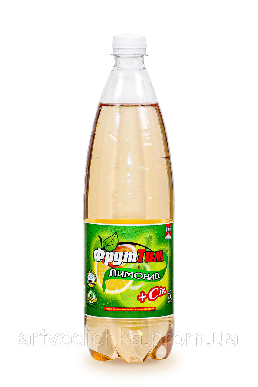 Напій безалкогольний сильногазований "ФрутТим" Лимонад 1,0 л, на основі артезіанської води