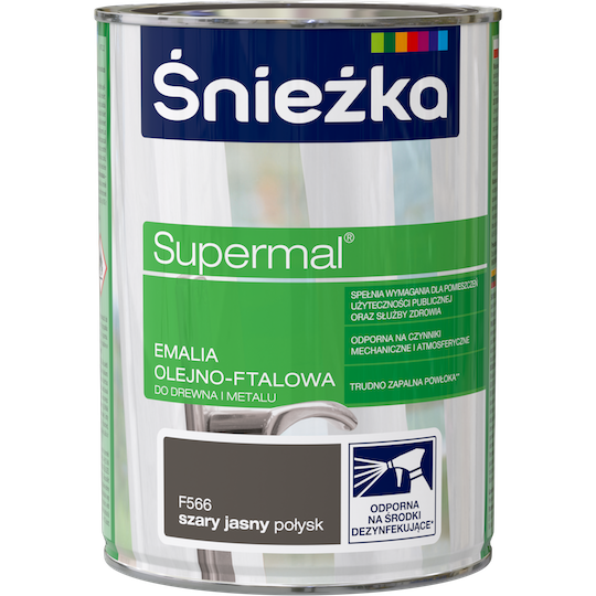 Емаль олійно фталева Sniezka Supermal СВІТЛО СІРА (F566),0,8л