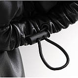 Жіноча демісезонна куртка коротка дута з еко шкіри. Пуховик осінній в стилі Zara (чорний), фото 9