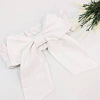 Бант для конверта на виписку з пологового будинку Білий 10х30 см Сатиновий декоративний бант на конверт Бант-резинка