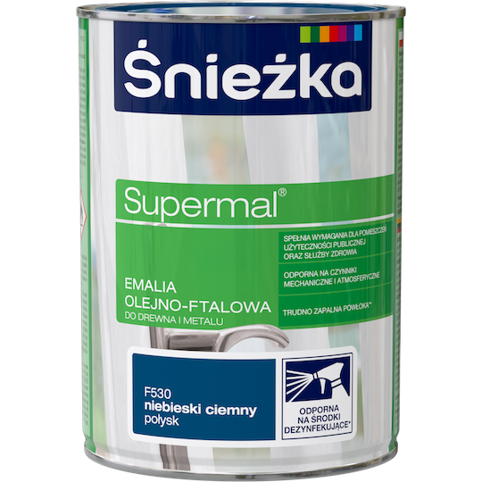 Емаль олійно фталева Sniezka Supermal SUPERMAL ТЕМНО СИНІЙ (гл) F530 0,8л PL