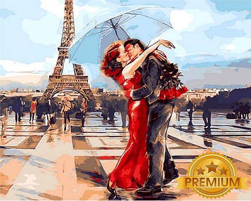 Картина за номерами 40х50 см Babylon Premium (кольоровий полотно + лак) Париж - місто закоханих (NB 1431)