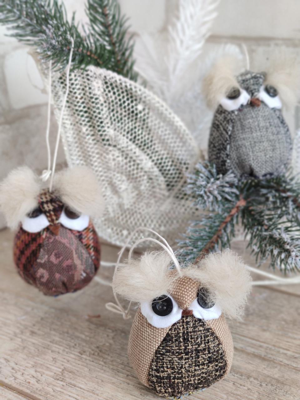 Інтер'єрна підвіска Сова, ручна робота, вис.9 см, фото 1