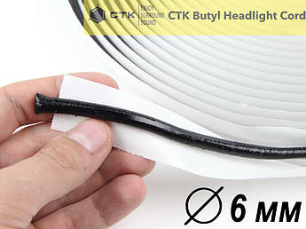 Автомобільний, герметик для фар чорний СТК Butyl Cord, діаметр 6мм, рулон 11м (герметизуючий бутиловий шнур)