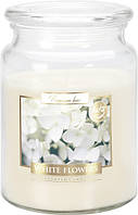 Свічка білі квіти ароматизована Bispol 14 см (snd99-179)