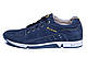 Чоловічі шкіряні літні кросівки, сині перфорація, текстильні туфлі, сині кеди, Літнє чоловіче взуття, фото 3