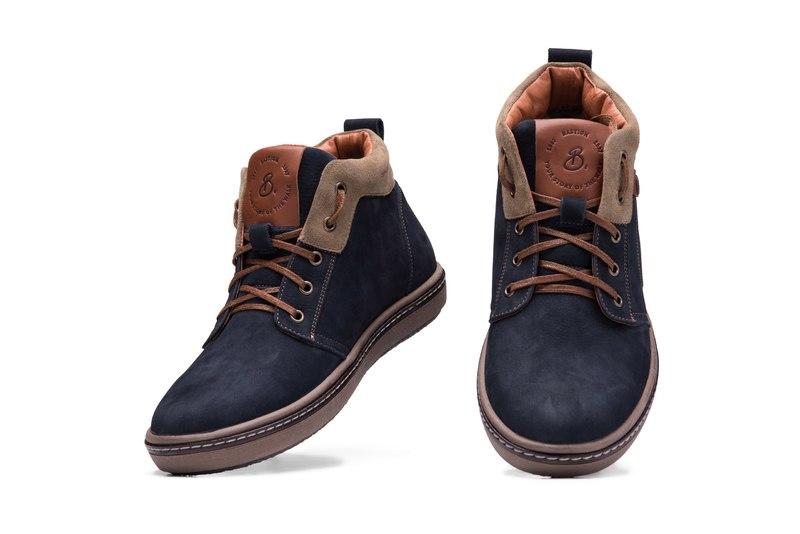 Чоловічі шкіряні зимові черевики Blue Ocean Shoes, Кросівки зимові сині, спортивні черевики. Чоловіче взуття