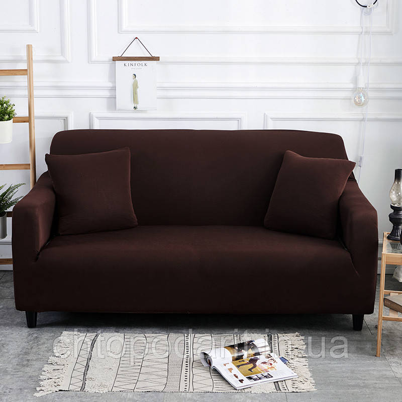 Чехол на диван универсальный для мебели цвет коричневый 145-170см Код 14-0558 - фото 1 - id-p1125334959