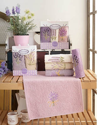 Набір турецьких кухонних махрових рушників Gulcan Лаванда 30х50см