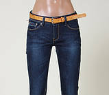 Джинси жіночі темні зимові фліс стрейч середня посадка вузькі 25 сині, фото 3