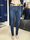 Джинси жіночі темні зимові фліс стрейч середня посадка вузькі 25 сині, фото 6