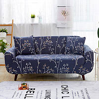 Чехол на диван универсальный для мебели цвет синий сакура 90-140см Код 14-0595