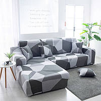 Чехол на диван универсальный для мебели цвет серый шапито 175-230см Код 14-0601