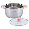Каструля з кришкою Kamille 5л з нержавіючої сталі і порожнистими ручками для індукції і газу KM-4934, фото 3