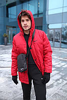 Комплект Найк (Ніке) парку червона + штани теплі + барсетка і рукавички в подарунок!