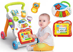 Музичні розвиваючі музичні каталка-ходунки з ігровою панеллю Huanger 0801, фото 2