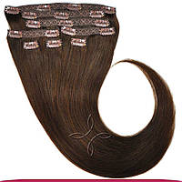 Натуральные Европейские Волосы на Заколках 60 см 160 грамм, Шоколад №02