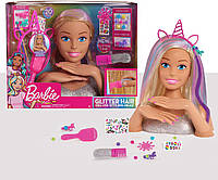 Барби голова манекен для причесок и маникюра блестящие Barbie Deluxe Glitter Styling Head