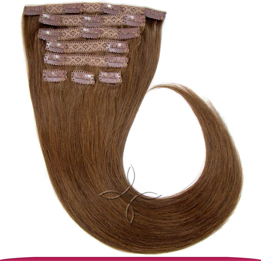 Натуральне Європейське Волосся на Заколках 60 см 120 грам, Шоколад №04