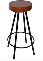 Барний стілець високий Діана коричневе м'яке сидіння на металевих ніжках чернного кольору