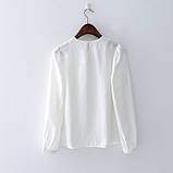 Блуза шовкова біла ошатна з мереживом розмір XS 42, фото 3