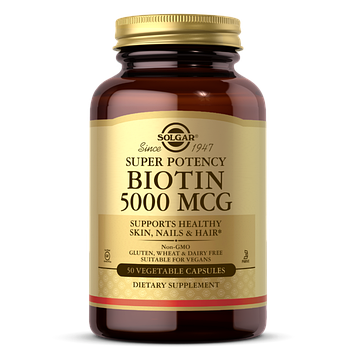 Вітамін біотин B7 Solgar Biotin 5000 mcg (50 veg caps)