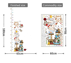 Наклейка на стіну, шафу, двері "Веселі кошенята!" зростомір 1м80 см*65 см наклейки в дитячу (лист 60*90см), фото 2