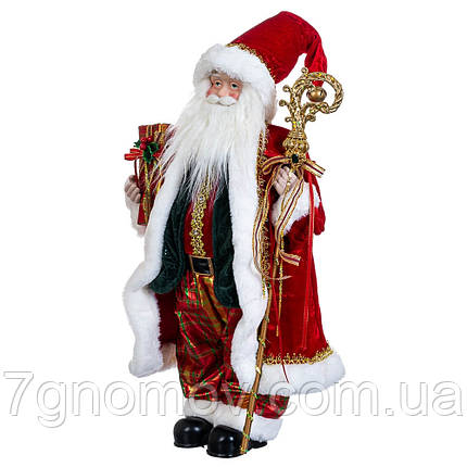 Святий Миколай під ялинку, фігурка під ялинку Санта з посохом червоний 60 см, фото 1