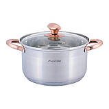 Каструля з кришкою з нержавіючої сталі Kamille KM-4933 4.5л Якісна каструля для індукції та газу, фото 3