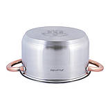 Каструля з кришкою з нержавіючої сталі Kamille KM-4933 4.5л Якісна каструля для індукції та газу, фото 7