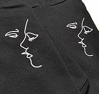 Парные толстовки с капюшоном и кармашком для парня и девушки с АРТ ПРИНТОМ ЛИЦ