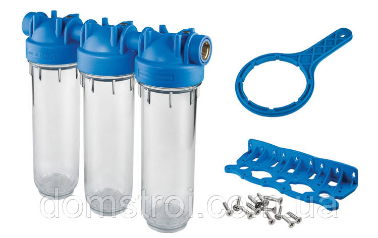 Колба під фільтр Aqua filtr 1/2" DP 10 — потрійний корпус, фото 1